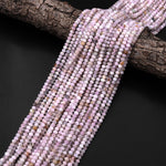 Natural Kunzite  Faceted Rondelle 4mm Beads Real Gemstone 15.5" Strand