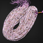 Natural Kunzite  Faceted Rondelle 4mm Beads Real Gemstone 15.5" Strand