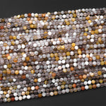 Micro Faceted Natural Yellow Botswana Agate 4mm Round Beads Laser Diamond Cut Gemstone 15.5" Strand