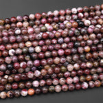 Natural Rubellite Tourmaline 4mm 6mm 8mm Smooth Round Beads 15.5" Strand