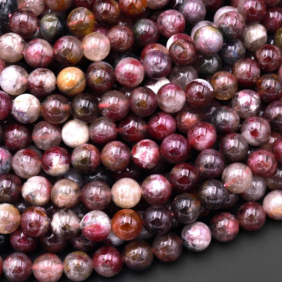 Natural Rubellite Tourmaline 4mm 6mm 8mm Smooth Round Beads 15.5" Strand