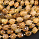 Natural Titanium Golden Rutile Quartz Puffy Smooth Rounded Nugget Beads Gemstone 15.5" Strand
