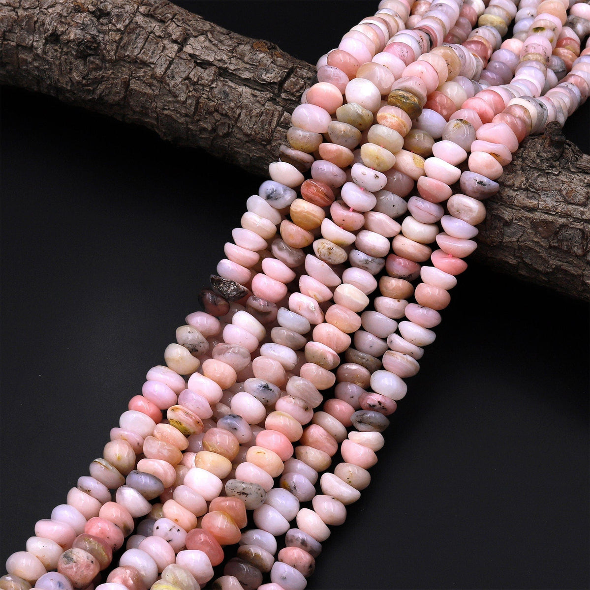Natural Peruvian Pink Opal Freeform Pebble Nugget Rounded Rondelle Bea ...