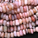 Natural Peruvian Pink Opal Freeform Center Drilled Rectangle Disc Rondelle Beads Gemstone 15.5" Strand