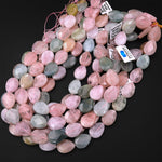 Faceted Natural Blue Green Aquamarine Peach Pink Morgonite Vertically Drilled Teardrop Beads 15.5" Strand