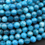 AAA Natural Light Teal Blue Apatite 4mm 6mm 8mm 10mm Round Beads Translucent Gemstone 15.5" Strand