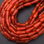 AAA Orange Red Gobi Agate Long Teardrop Beads 15.5" Strand