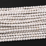 Faceted Natural White Magnesite 6mm Round Beads 15" Strand