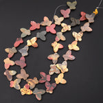 Carved Red Creek Jasper Beads Butterfly Earthy Red Green Yellow Brown Natural Cherry Creek Multi-color Picasso Jasper 15" Strand