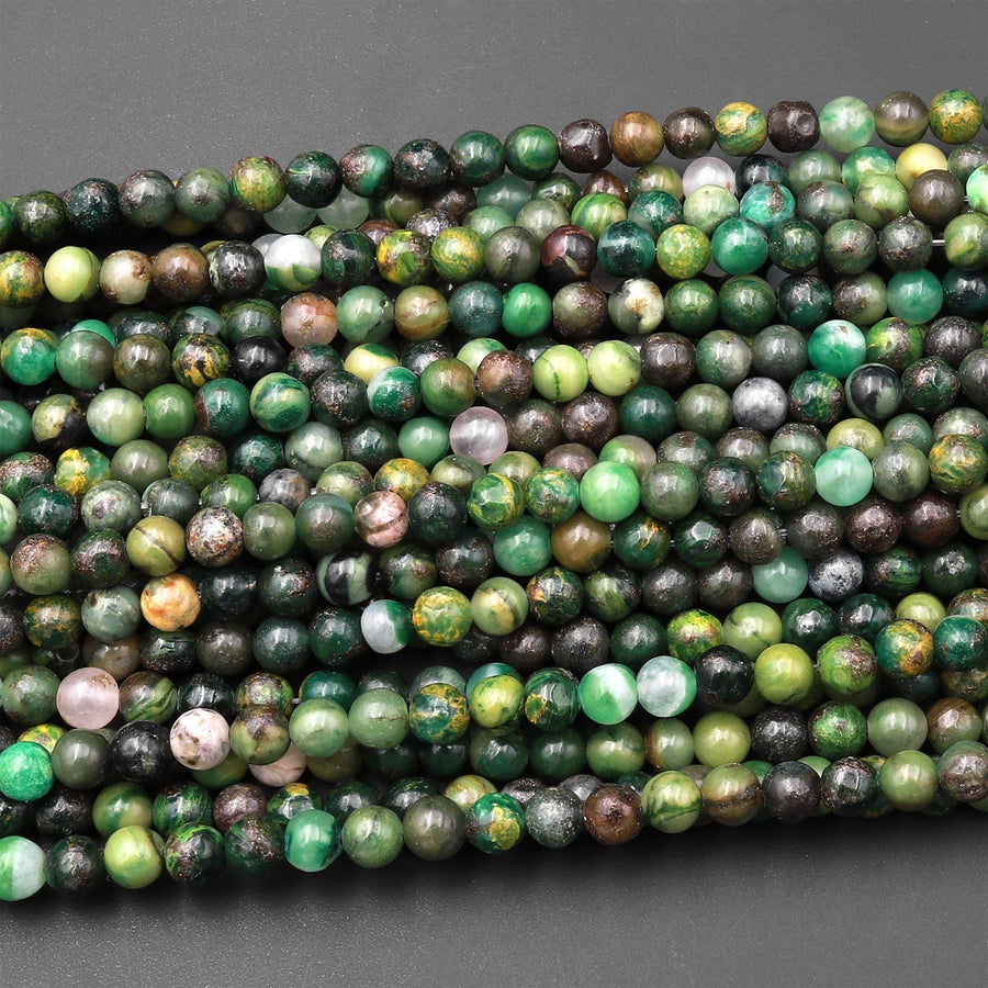 Natural African Green Jade Beads 4mm Smooth Round 15.5" Strand