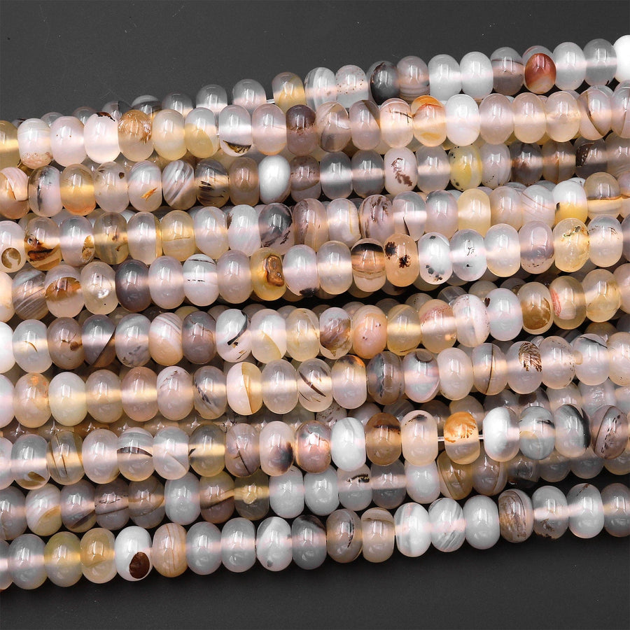 Natural Montana Agate 6mm 8mm Rondelle Beads 15.5" Strand