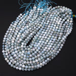 Mystic Aquamarine Faceted 6mm 8mm Round Beads Plated Silverite AB Coated Natural Gemstone 15.5" Strand