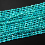 AAA Natural Peruvian Blue Amazonite Faceted 4mm Cube Square Beads Stunning Aqua Blue Gemstone 15.5" Strand