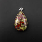 Natural Dragon Blood Jasper Teardrop Pendant Natural Crystal Focal Bead