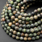 Large Hole Beads Natural Verdite Jungle Jasper 8mm 10mm Round Beads Big 2.5mm Hole 8" Strand