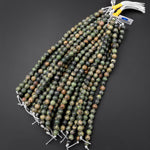 Large Hole Beads Natural Verdite Jungle Jasper 8mm 10mm Round Beads Big 2.5mm Hole 8" Strand