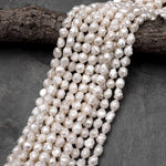 Rare Large Genuine Freshwater White Druzy Rosebud Pearl 15.5" Strand