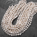 Rare Large Genuine Freshwater White Druzy Rosebud Pearl 15.5" Strand