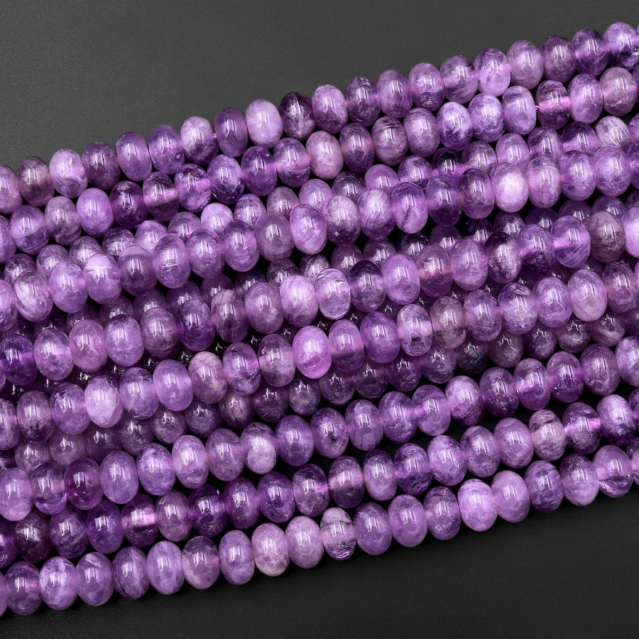 Natural Lilac Purple Amethyst 10mm Rondelle Beads High Quality Gemstone 15.5" Strand