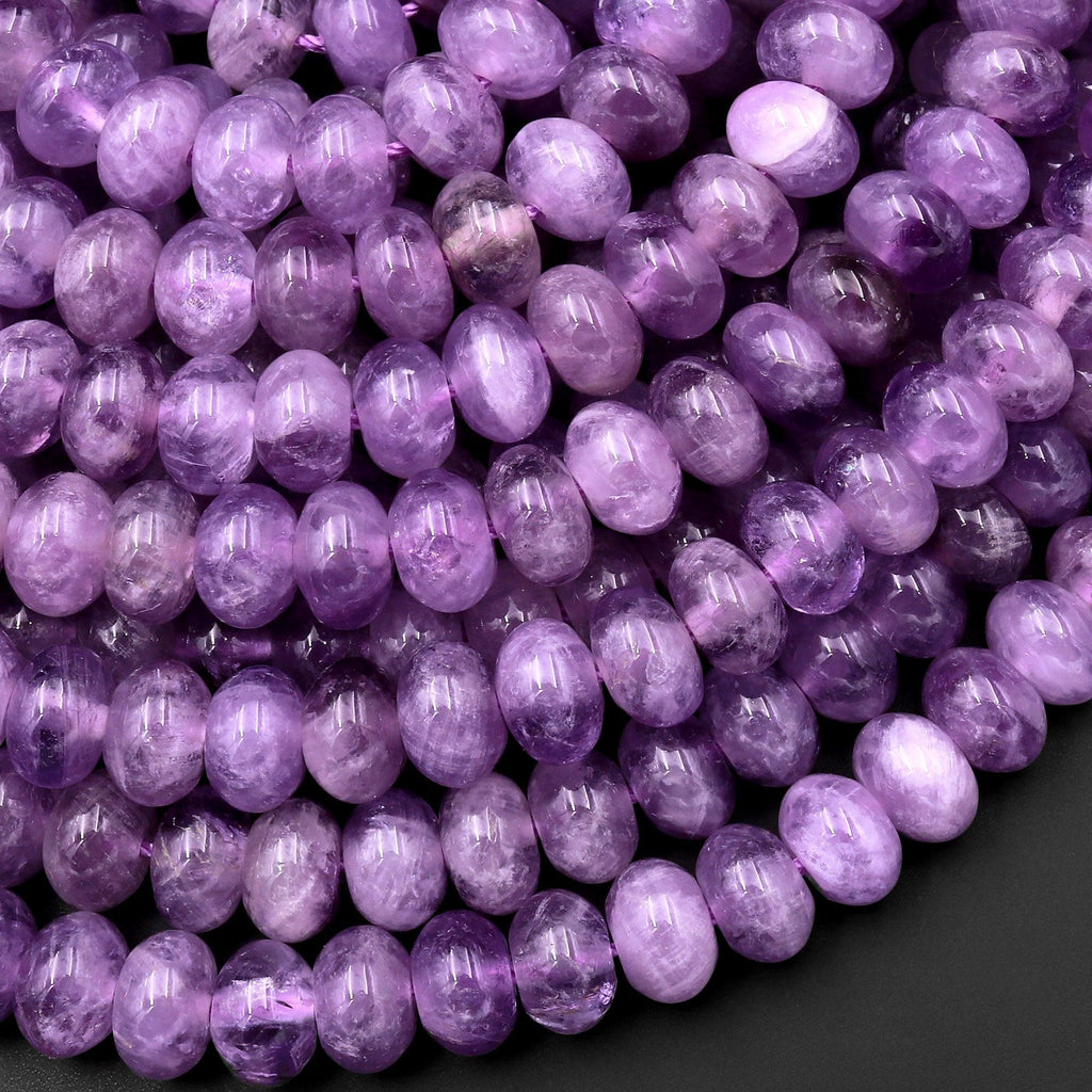 Natural Lilac Purple Amethyst 10mm Rondelle Beads High Quality Gemstone 15.5" Strand