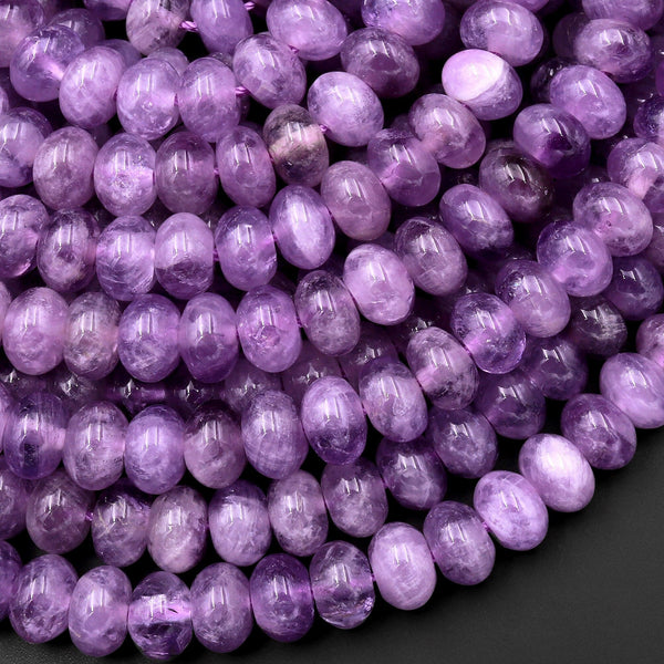Natural Lilac Purple Amethyst 10mm Rondelle Beads High Quality Gemstone 15.5" Strand