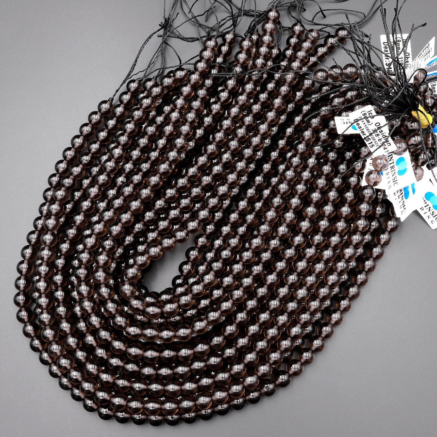 Natural Ice Obsidian 6mm 8mm 10mm Round Beads 15.5" Strand