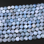 AAA Faceted 12mm 14mm Blue Aquamarine Coin Beads Flat Disc Dazzling Facets Natural Gemstone 15.5" Strand