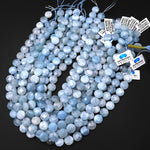 AAA Faceted 12mm 14mm Blue Aquamarine Coin Beads Flat Disc Dazzling Facets Natural Gemstone 15.5" Strand