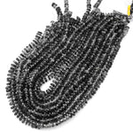 Natural Black Tourmaline Rutilated Quartz Freeform 8mm Rondelle Beads 15.5" Strand