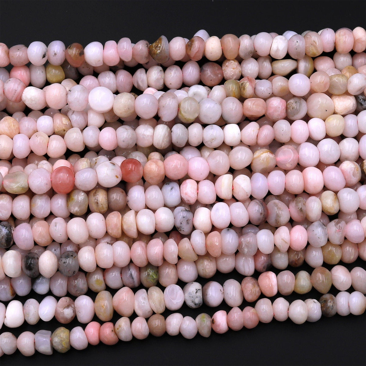 Natural Peruvian Pink Opal Freeform Pebble Nugget Rounded Beads Gemsto ...