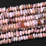 Natural Peruvian Pink Opal Freeform Center Drilled Rectangle Disc Rondelle Beads Gemstone 15.5" Strand