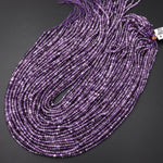 Faceted Natural Purple Amethyst 3mm Rondelle Beads Sparkling Gemstone 15.5" Strand