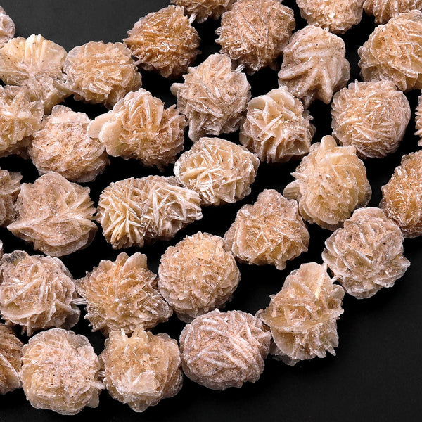 Natural Selenite Desert Rose Beads Raw Organic Freeform Druzy Gemstone Good for Earrings 15.5" Strand