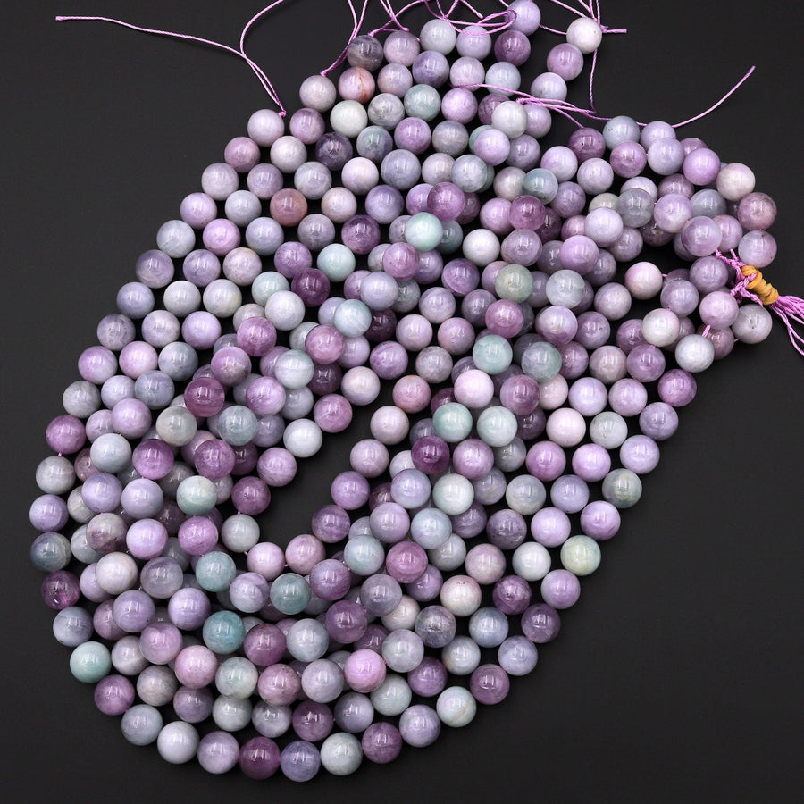 AAA Natural Bicolor Kunzite 10mm Smooth Round Beads Violet Purple Pink Green Gemstone 15.5" Strand