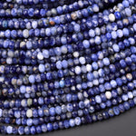 Faceted Natural Blue Sodalite 3mm Rondelle Beads 15.5" Strand