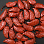AAA Hand Carved Natural Red Jasper Angel Wing Pendant Bead Drilled Gemstone