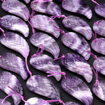 AAA Hand Carved Natural Chevron Amethyst Angel Wing Pendant Bead Drilled Gemstone