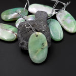 Natural Australian Green Chrysoprase Pendant Freeform Oval Shape Drilled Gemstone Focal Bead