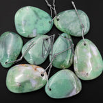 Natural Australian Green Chrysoprase Pendant Freeform Teardrop Shape Drilled Gemstone Focal Bead