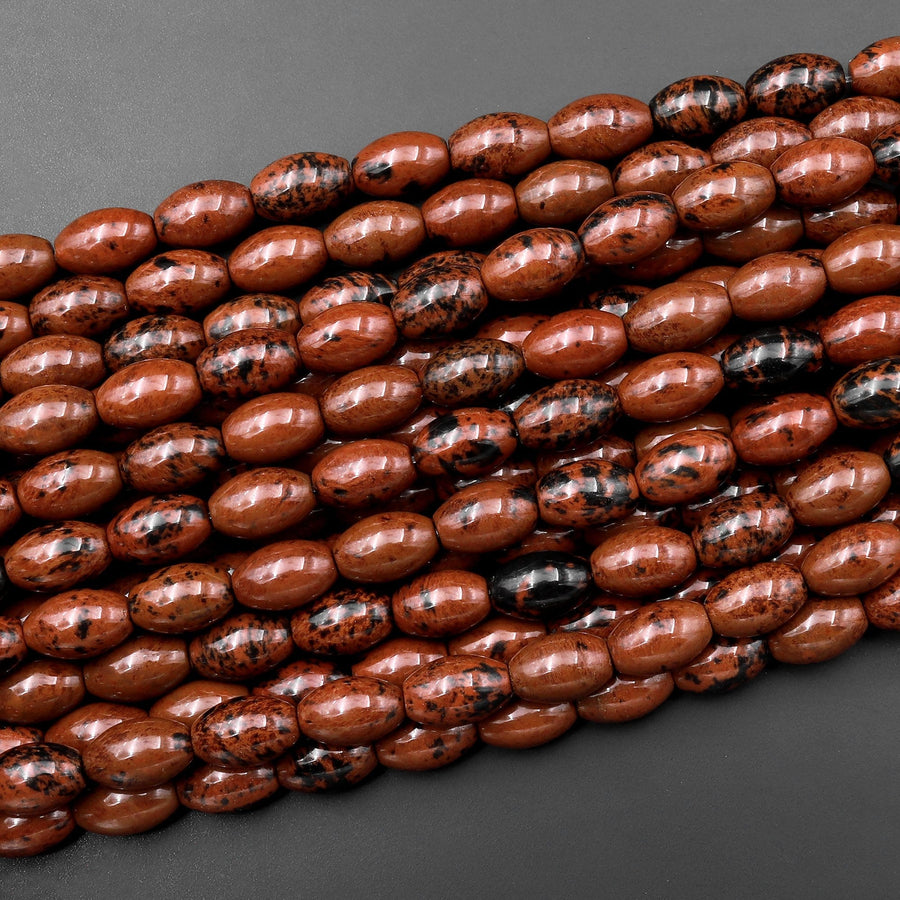 Natural Mahogany Obsidian Barrel Drum Gemstone Beads 12x8mm 15.5" Strand