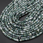 Natural Green Tree Agate 6mm Heishi Thin Rondelle Beads 15.5" Strand