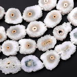 Full Strand Natural Solar Quartz Slice Stalactite Beads Drilled Freeform Daisy Flower Yellow Green Earrings Beads 15.5" Strand