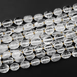 Natural Rock Cyrstal Quartz Puffy Smooth Rounded Nugget Beads Translucent Gemstone 15.5" Strand