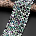 Natural Phantom Feather Fluorite Beads 8mm 10mm Round Green Purple Gemstone 15.5" Strand