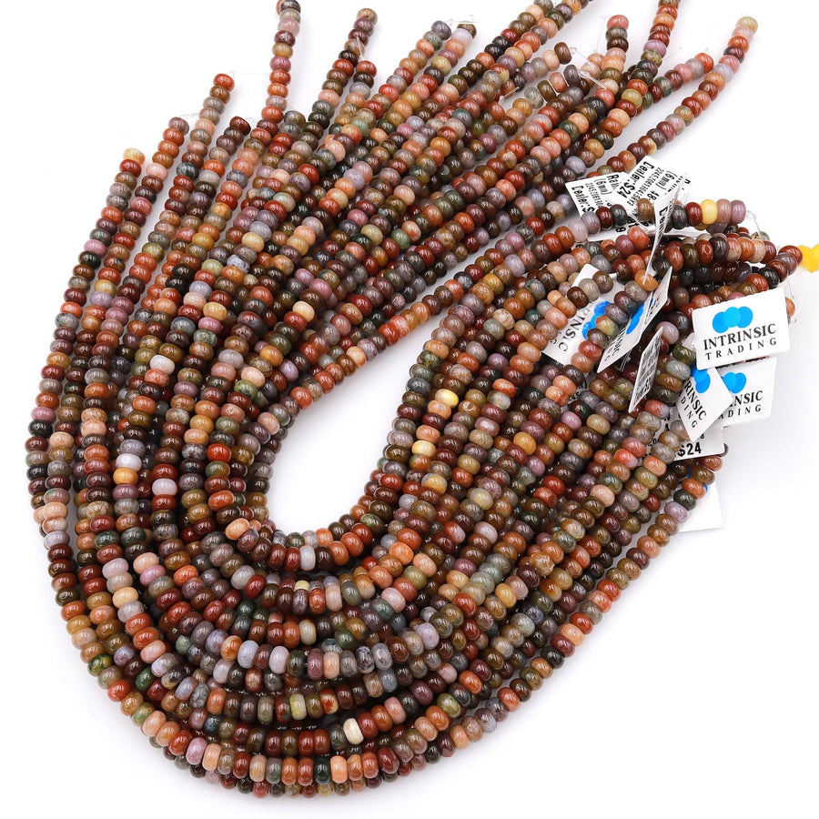 Natural Rainbow Agate 6mm 8mm 10mm Rondelle Beads 15.5" Strand