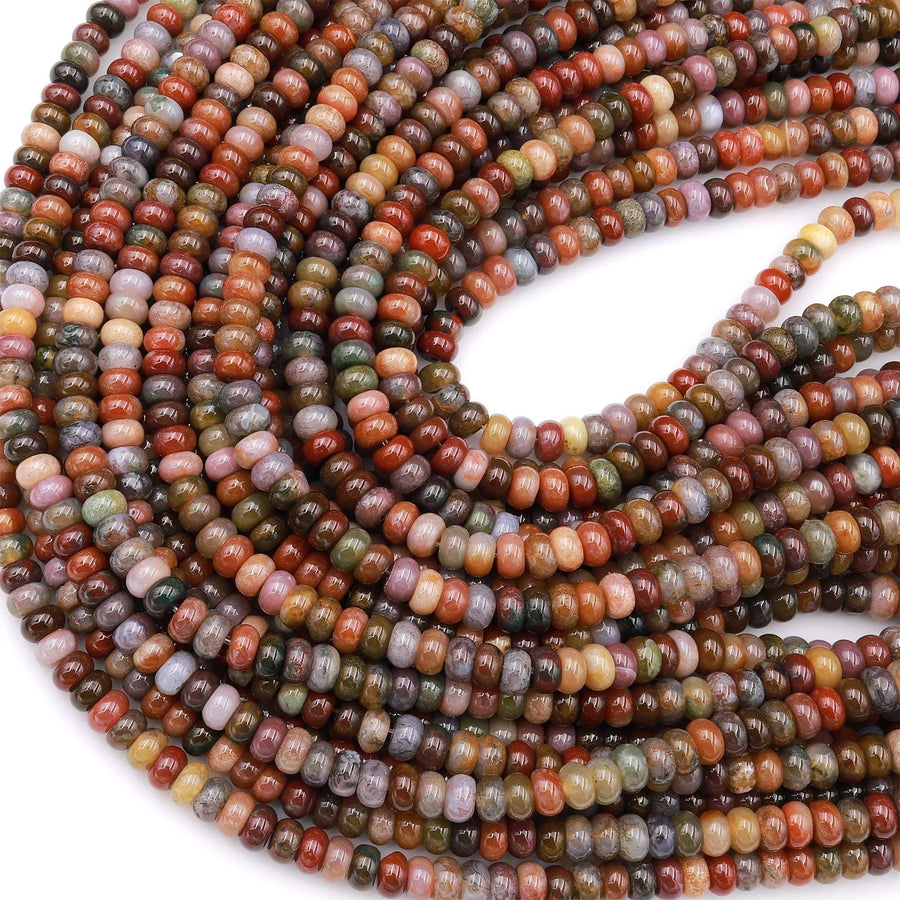 Natural Rainbow Agate 6mm 8mm 10mm Rondelle Beads 15.5" Strand