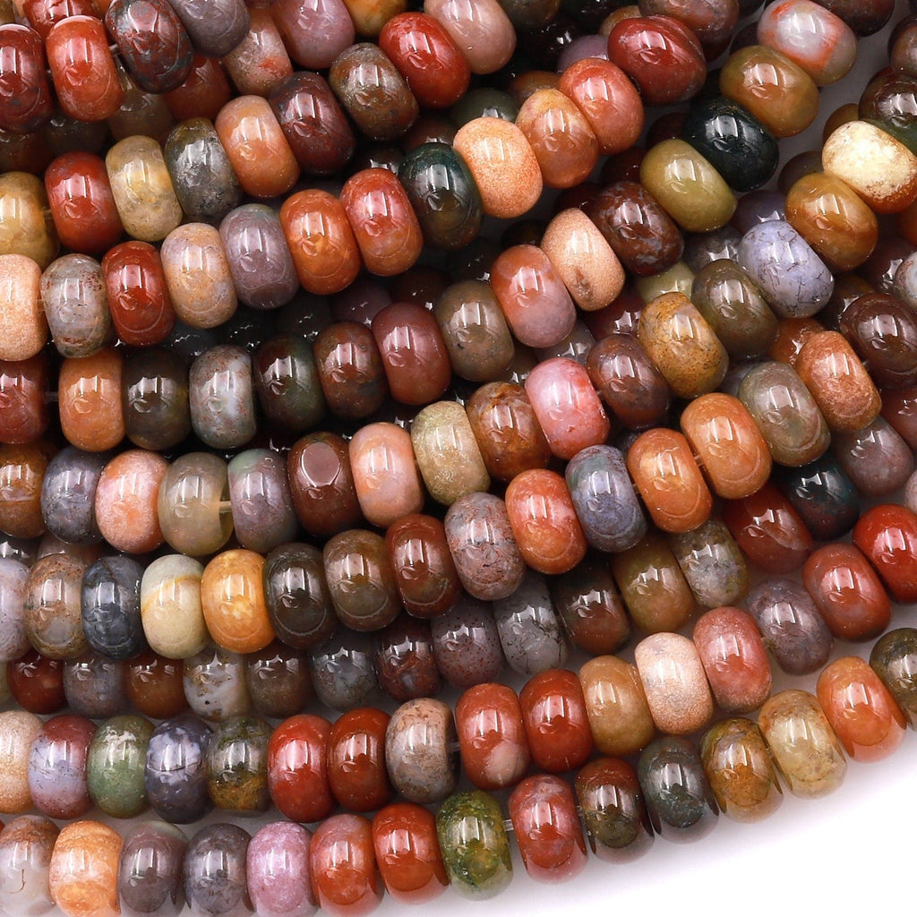 Natural Rainbow Agate 6mm 8mm 10mm Rondelle Beads 15.5" Strand
