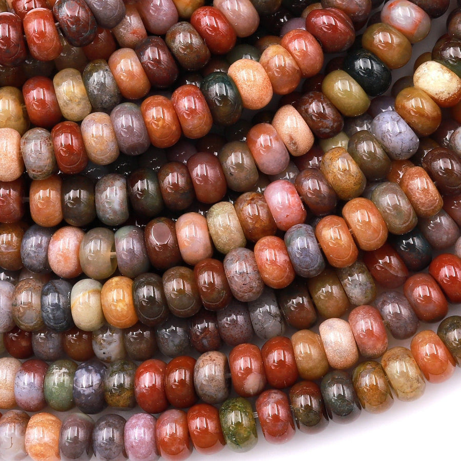 Natural Rainbow Agate 6mm 8mm 10mm Rondelle Beads 15.5" Strand