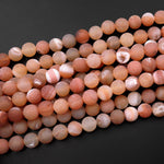 Matte Natural Orange Druzy Agate 8mm 10mm Round Beads With Quartz Crystal Pocket Cave 15.5" Strand