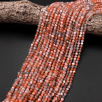 Faceted Natural Arusha Sunstone Round Beads 4mm Sparkling Micro Diamond Cut Gemstone 15.5" Strand